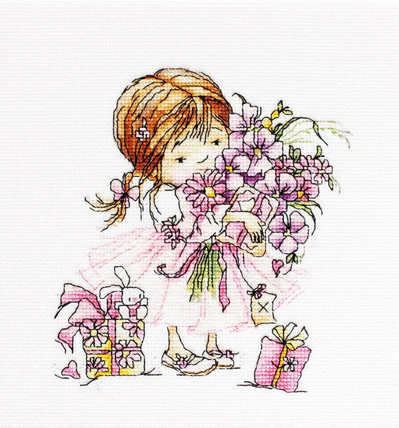 Luca-S B1055 Girl with a Bouquet クロスステッチキット